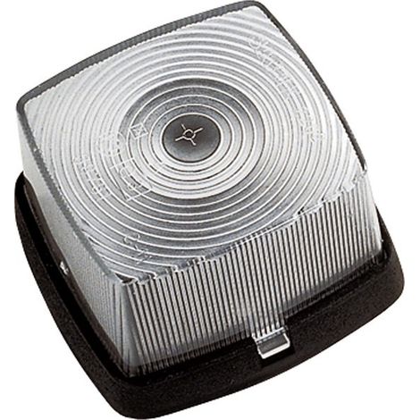 Feu de position blanc 12V – Modèle sans catadioptre – Dimensions 63x67x43mm – Entraxe de fixation 30mm pour installation facile – CEA