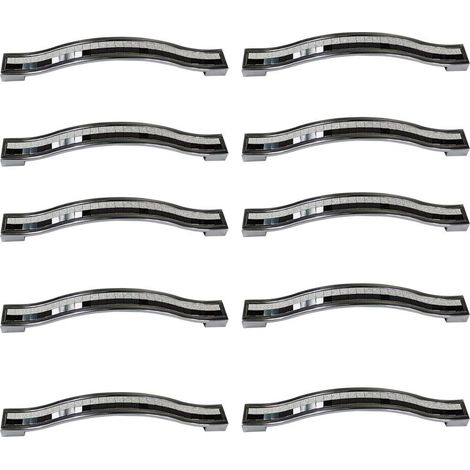 Set mit 10 Schubladengriffen aus Kristall-Strasslegierung für Kommoden, Küchenschränke und Küchenschränke, schwarz-weiß, 128 mm – 10 Stück (1/4)