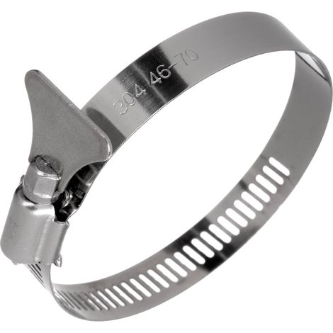Lot de 4 colliers de serrage réglables en acier inoxydable 304 de 46 à 70 mm avec vis moletée, collier de serrage en métal de type papillon, sangle d'entraînement pour sécuriser les tuyaux (1/5)