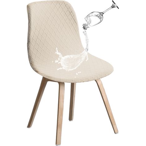 Housse de Chaise Scandinave, 4PCS Imperméable Amovible Lavables Beige Jaune (1/5)