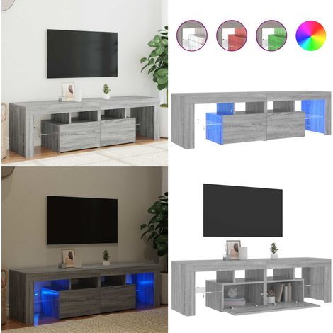 Meuble TV avec lumières LED Sonoma gris 140x36,5x40 cm - Meuble Tv - Meuble Télévision - Meuble Audiovisuel - Luminaire Led - Éclairage Rgb - Home & Living (1/5)