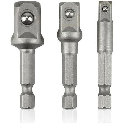 Pair Set 3 Adaptateurs et Rallonges de Douille à Impact 1/4 3/8 1/2 Pouces - Acier Chrome Vanadium - Pour Clé à Chocs et Perceuse à Haute Torsion