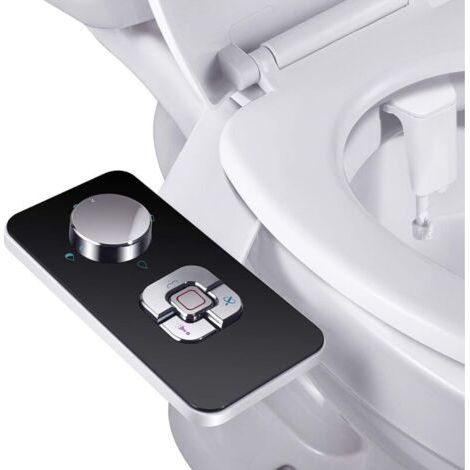 Pair ZVD-Pulvérisateur Bidet non électrique avec double buses rétractables autonettoyantes - Nettoyage avant et arrière - Bouton poussoir réglable pour eau froid (1/4)