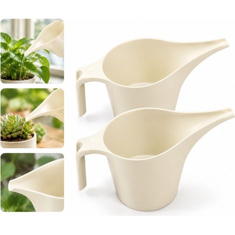 2 Pièces Arrosoir en Plastique Blanc Cassé, Longueur 19 cm, Diamètre 9 cm, Hauteur 10 cm (1/5)