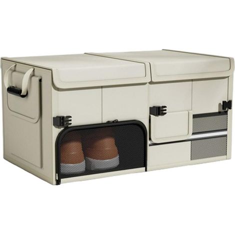 Kofferraum Organizer aus Filz, 60L, mit Deckel, rutschfest, beige