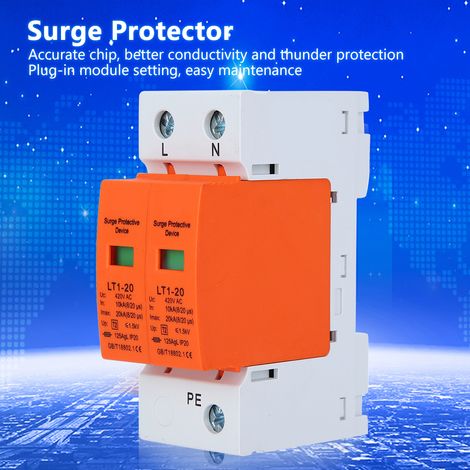 Module orange en forme d'arc 2P LT1-20 protecteur de surtension, protecteur de surtension 2P, module de protection contre les surtensions 20ka, parafoudre électrique. (1/5)