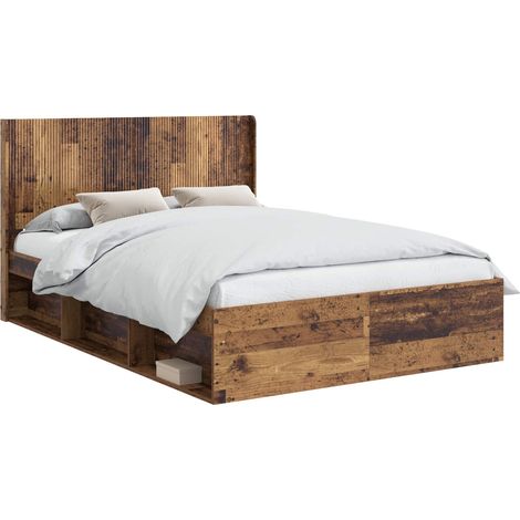 Bed Frame with Storage and Headboard Old Wood 150 x 200 cm vidaXL (1/5)