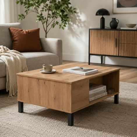 Table basse relevable effet bois avec rangement ALVA (1/5)