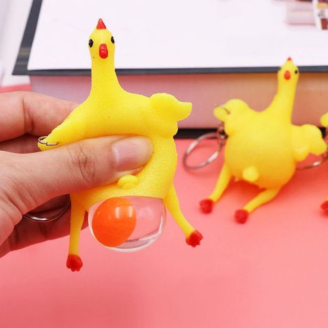 Poulet En Caoutchouc - Jouet Anti-Stress Souple - Décoration De Cuisine Et De Jardin - Idée Cadeau De Pâques - 1 Pièce (1/5)
