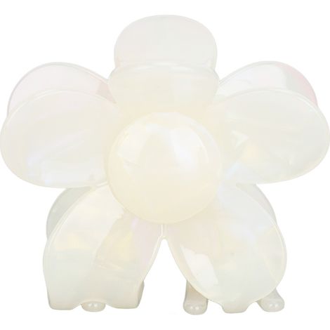 Pinza para el cabello con forma de flor, fabricada en plástico de acetato, para mujeres y niñas, color blanco crema. (1/5)