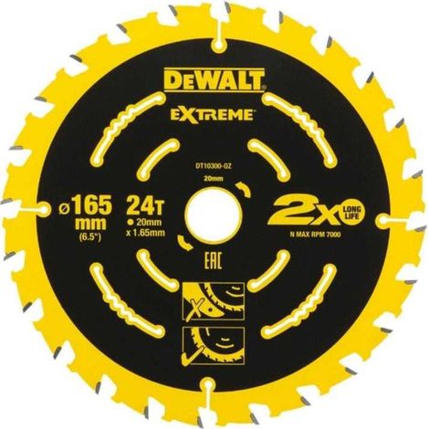 Lame de scie circulaire Ø165x20mm 24 dents DT10300-QZ
