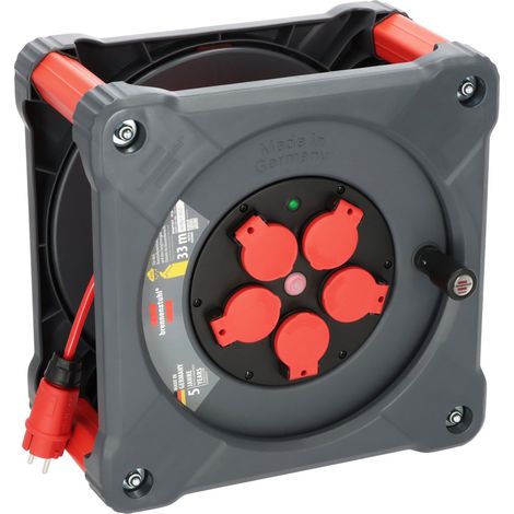 Brennenstuhl Professional Baustellen-Kabeltrommel KA 3110 5 IP44 (33m H07BQ-F 3G1,5 Kabel in rot, Baustelleneinsatz und ständiger Einsatz im Freien, 5 (1/5)