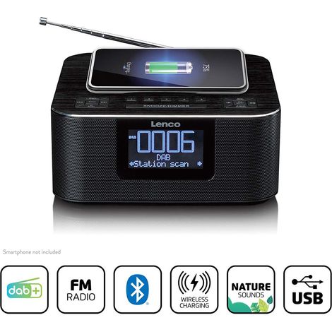 DAB+ Bluetooth-Radiowecker mit kabelloser Ladefunktion