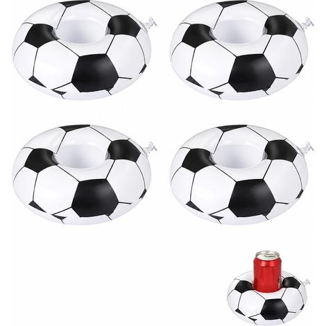 Porte-gobelets flottants pour piscine Lot de 4 design football - Gonflables à haute résistance avec Pompe - Base antidérapante pour garder boissons sèches lors de fêtes, plage ou jacuzzi (1/5)