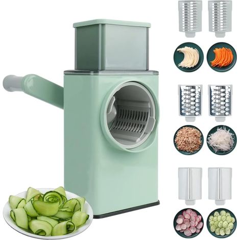 Handbetriebener Trommel-Gemüseschneider, multifunktional zum Schneiden von Kartoffelstreifen, Radieschenstreifen und anderen Scheiben (1/5)