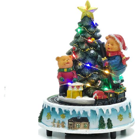 Giostrina albero di natale orsetti trenino in movimento luci musica giostra h21 decorazioni natalizie idea regalo collezione (1/2)