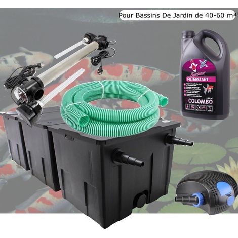 Kit Filtration UV 110 W, + Bactéries 2500 ml Acier Inoxydable, Bassin de Jardin: 40-60 m³ (1/5)