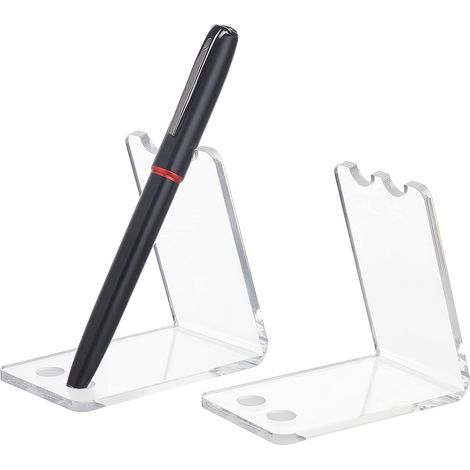Set di 2 espositori per penne, portamatite trasparenti in acrilico a 2 scomparti, espositore per penne a sfera per ufficio, scuola, casa, regalo per il ritorno a scuola. (1/5)