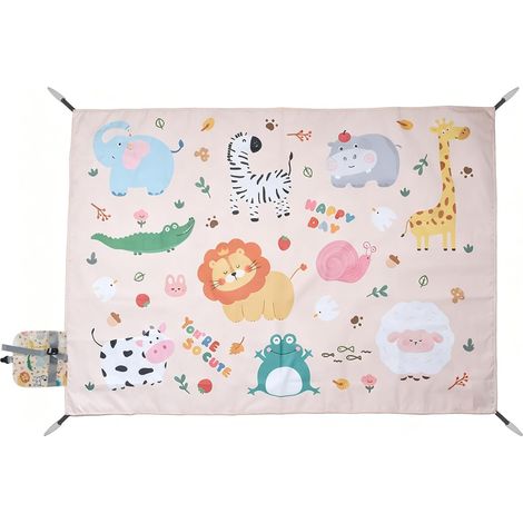 Nappe Pique Nique Imperméable 150x100 cm - Couverture Pique Nique Pliable Motif Animaux pour Plage, Camping et Jardin - Tapis de Parc Extérieur Résistant au Sable (1/5)