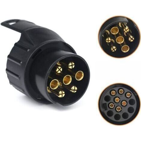 7/13 Adaptateur Prise Remorque 7 vers 13 Broches Connecteur Fiche Attelage 7 Pole a 13 Pin pour Remorque de Voiture, Tracteur, Caravane, Porte-vélo (1/5)