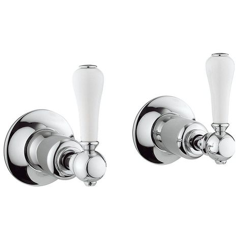 Robinetterie encastrée Crosswater Belgravia eau froide et chaude poignées blanches chrome