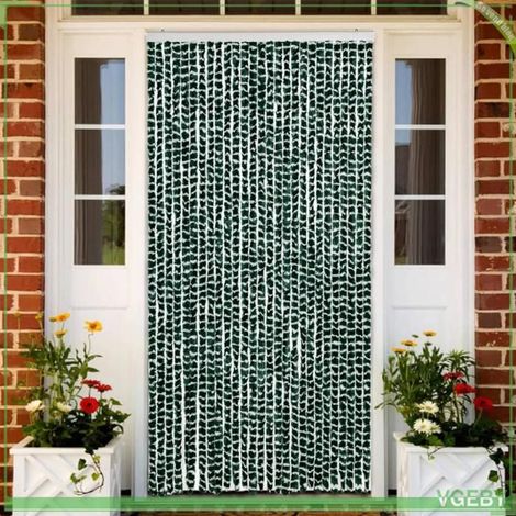 4004887 Rideau anti-mouches vert et blanc 118x220 cm chenille (1/5)