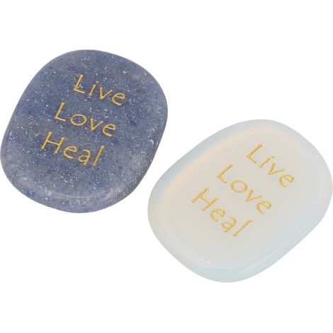 Lot de 2 pierres gravées avec des mots inspirants, en cristal, pour décorer un bocal à poissons (cadeau idéal pour les fêtes). (1/5)