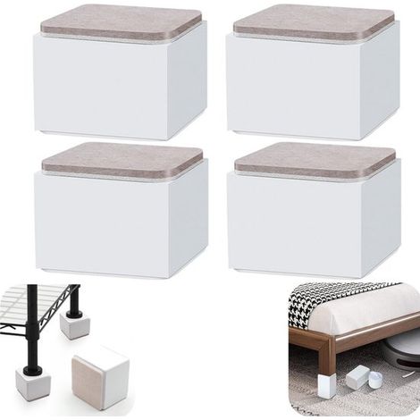Pieds suréleveurs de meuble lot de 4 - coussinets adhésifs silencieux pour lit, canapé et bureau, 6 x 5 cm (1/5)