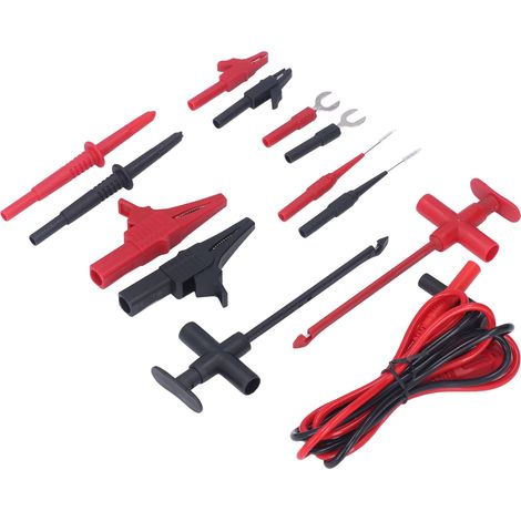 Kit de test multimètre avec pinces crocodiles, connecteurs banane et fils isolés PVC pour applications industrielles