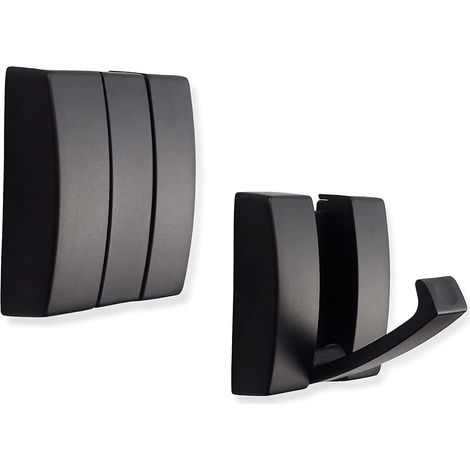 Klappbare Kleiderhaken - Robuste Wandhaken aus Aluminium - Einziehbare Haken zum Aufhängen von Mänteln, Schals, Hüten, Taschen, Handtüchern, Schlüsseln, Tassen (schwarz, 2er-Pack) (1/5)