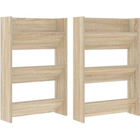 Scarpiere Mobile per scarpe a Muro 2 pz Rovere Sonoma 60x18x90cm Legno Multistrato (1/5)