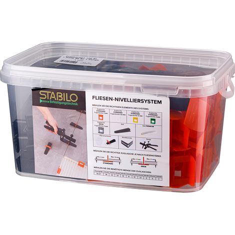 Stabilo Nivelliersystem Fliesen Verlegehilfe Set 1 mm Zuglaschen Keile Zange