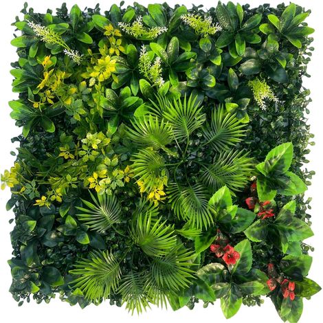 Setos artificiales para pared (paquete de 4), pantallas de privacidad para jardín, fondo de pared de césped artificial, protección UV, 50 cm x 50 cm (1/5)