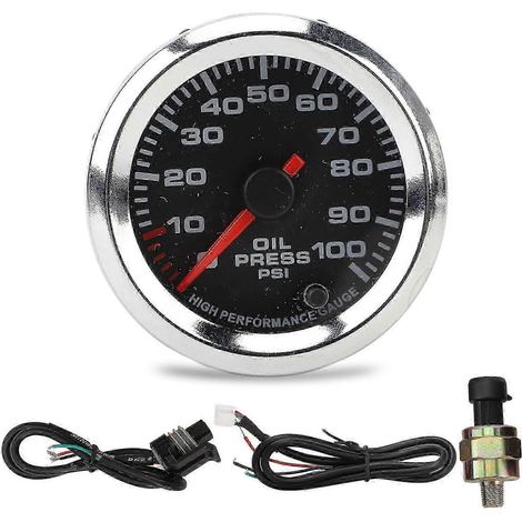 Manomètre de pression d'huile haute précision 52 mm, 0-100 PSI, 12 V, compatible avec voitures, camions, camping-cars, AQWHBYV (1/4)
