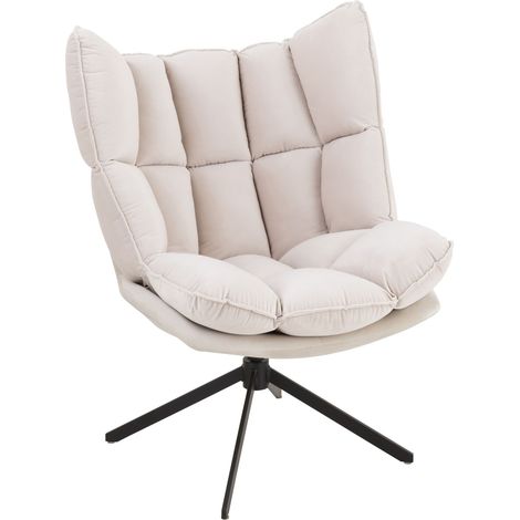 Fauteuil relax coussins sur cadre métal et tissu beige Angie (1/5)