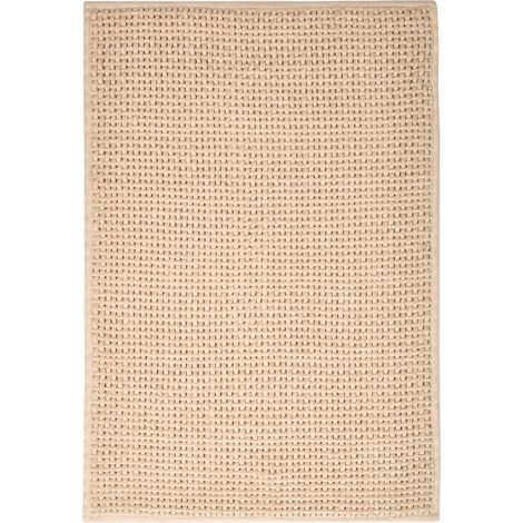 Alfombrilla de baño moderna de algodón rectangular 60 x 90 cm patrón geométrico accesorios de baño beige Karad