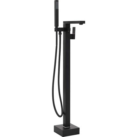vidaXL Grifo para bañera de pie acero inoxidable negro 90 cm (1/5)
