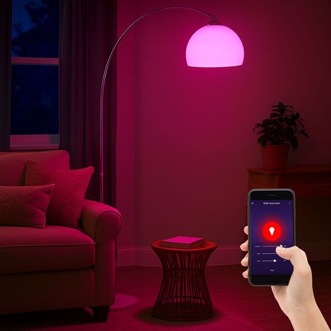 Lampada da terra ad arco LED regolabile in altezza app cambia colore lampada ad arco marmo bianco dimmerabile, dimmerabile Smart, RGB LED 8,5W 806Lm 2700-6500K