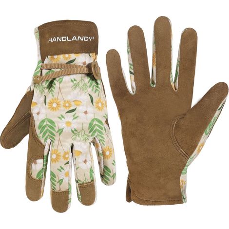 Gants de jardinage pour femmes, gants de jardinage en cuir véritable, cadeau pour jardinier (1/5)
