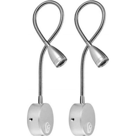 Flexible 3W Wandleselampe mit EU-Stecker und Schalter, Wandleuchte zum Lesen, für Bücher, Nachttisch, Schlafzimmer (2er-Set, warmes Licht) (1/5)