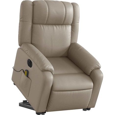 Sillón reclinable de masaje eléctrico cuero sintético capuchino vidaXL