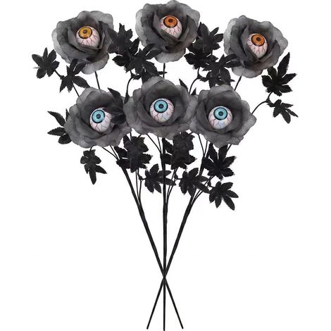 Bouquet de roses gothiques avec œil (fait main) – Style gothique – Décoration d'Halloween (1/5)