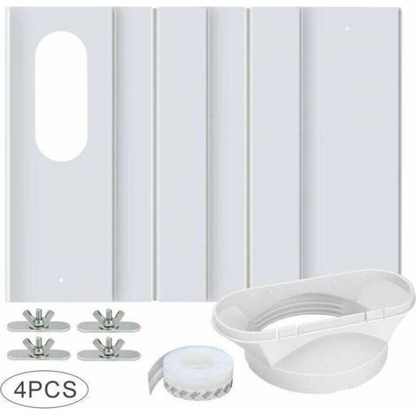 Kit de Fenêtre pour Climatiseur Portable, avec Coupleur Universel Panneau en PVC Renforcé Réglable Joint de Fenêtre Kit d'Aération de Fenêtre AC pour Coulissante pour 10cm Tuyau d'Échappement (1/5)