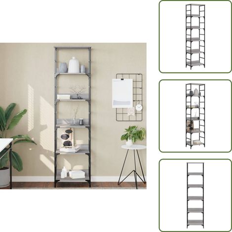 Bücherregal Grau Sonoma 50x33x188,5 cm Holzwerkstoff - Bücherregal - Industrielles Regal - Regal Grau - Holzwerkstoff Regal - Regal Für Wohnzimmer (1/5)