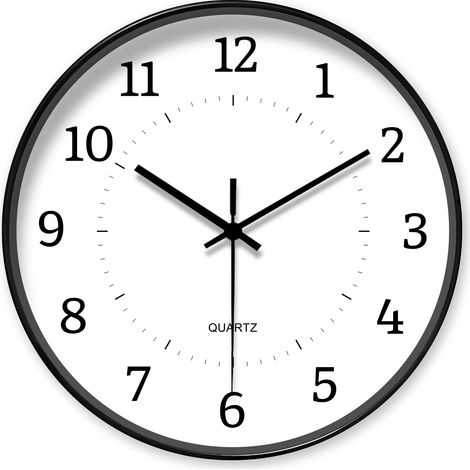 Horloge murale ronde (30 cm) à quartz blanc, design minimaliste, classique et simple (piles non incluses) (1/5)