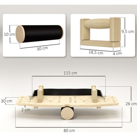 Maniglie per flessioni in legno con 8 coppie di fori, bande di resistenza e 11 esercizi HAVRYA (1/5)