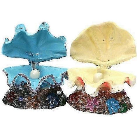 Lot de 2 décorations pour aquarium en forme de coquille Saint-Jacques, ornements colorés pour poissons betta, ornements en forme de coquille Saint-Jacques nacrée (1/5)