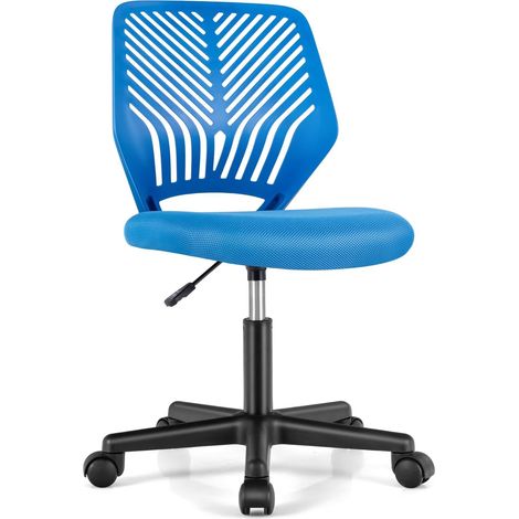 COSTWAY Sedia da Scrivania Ergonomica per Bambini, Sedia per Computer in Rete per Bambini con Ruote Universali, Regolabile in Altezza, Senza Braccioli, Sedia da Studio per Bambini(Blu) (1/5)
