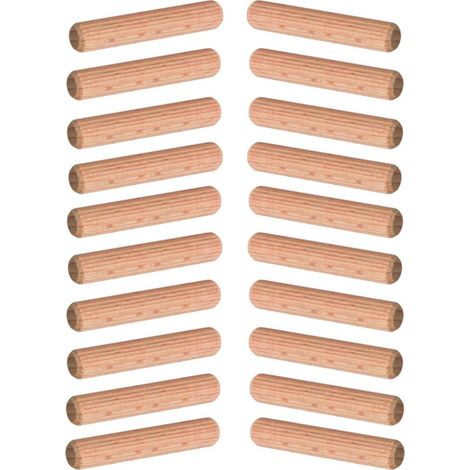 20x Cheville tourillon 12 x 60 mm goujon rainuré bois qualité hêtre ronde colle meuble