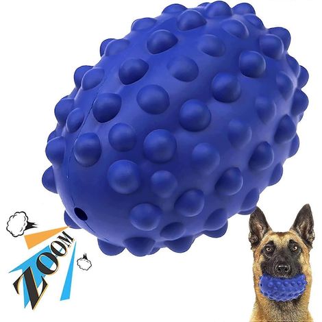 Jouet à mâcher pour chiens de grande race agressifs, en caoutchouc naturel non toxique, pour chiens qui couinent, robuste et durable, brosse à dents pour chiots, bleue (1/4)